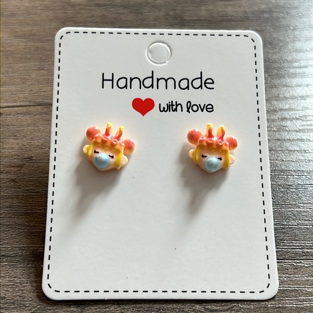 Handmade bubble gum girl earrings